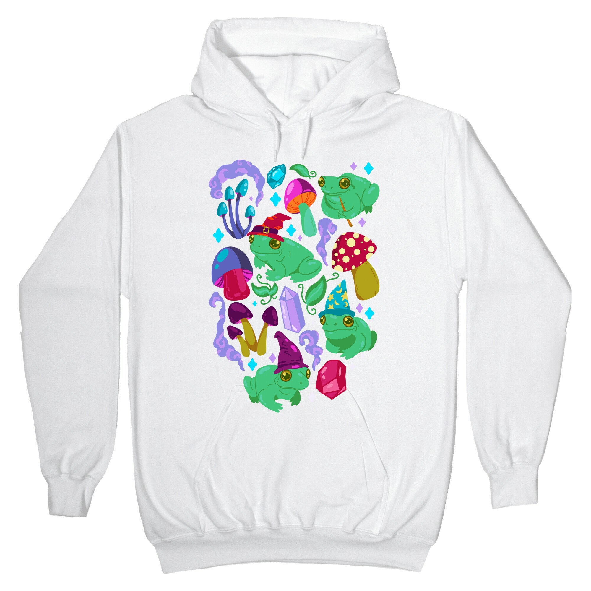 Magical Mushroom Frogs Pattern Hoodie
